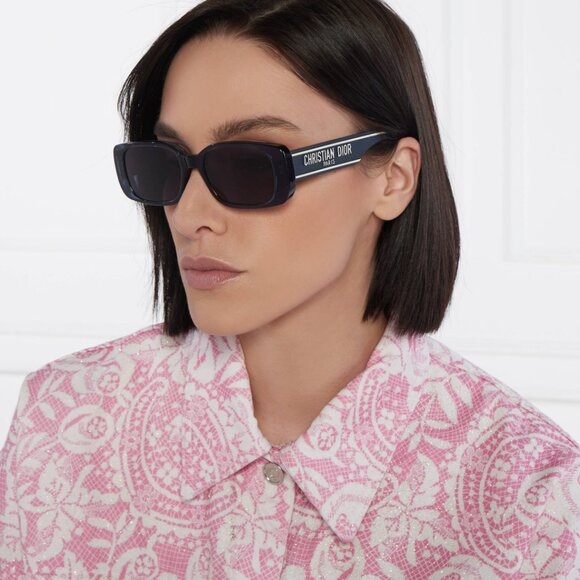 Dior WILDIOR S2U Sunglasses – Translucent Blue Rectangle Frame with Blue Lenses - Picture 13 of 14